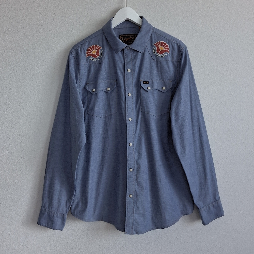 Howler Brothers Crosscut Deluxe Western Pearl Snap Embroidered Shirt - Picture 5 of 16